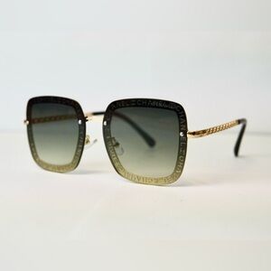 Chanel Black and Gold Square Sunglasses